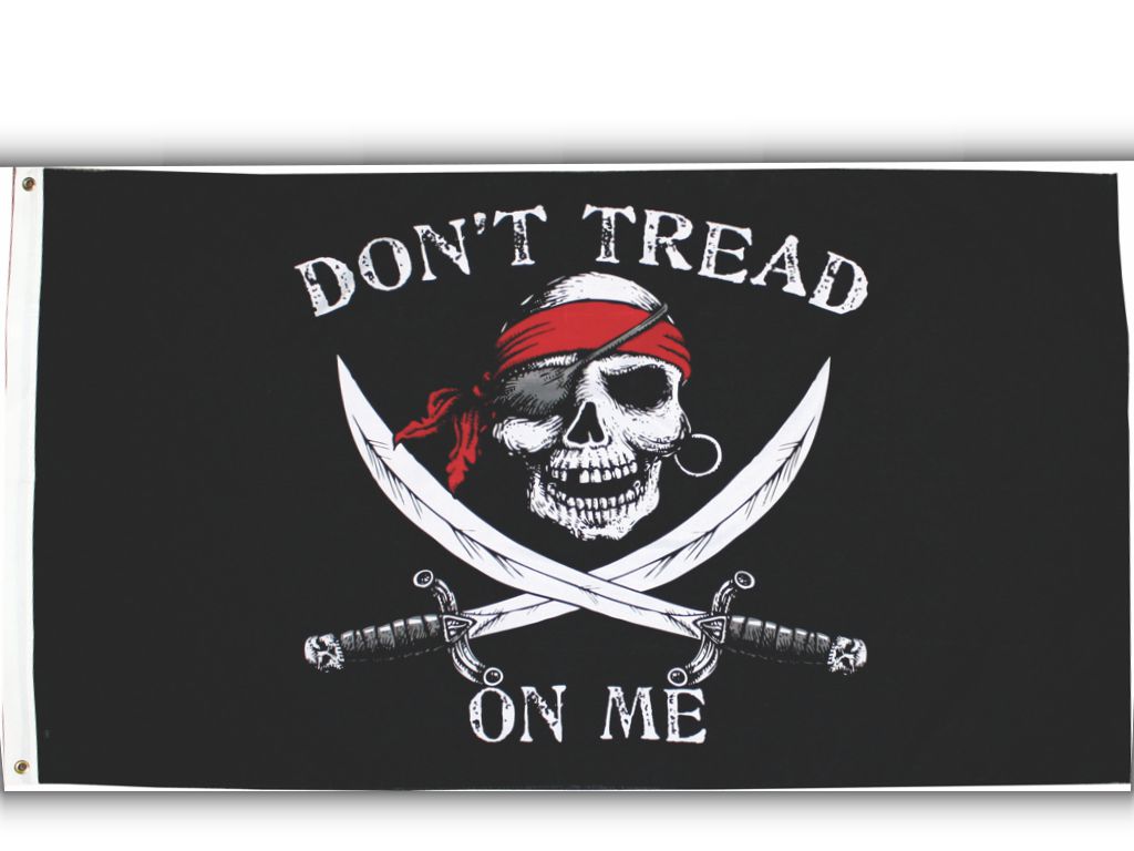 Black pirate dont tread on me flag